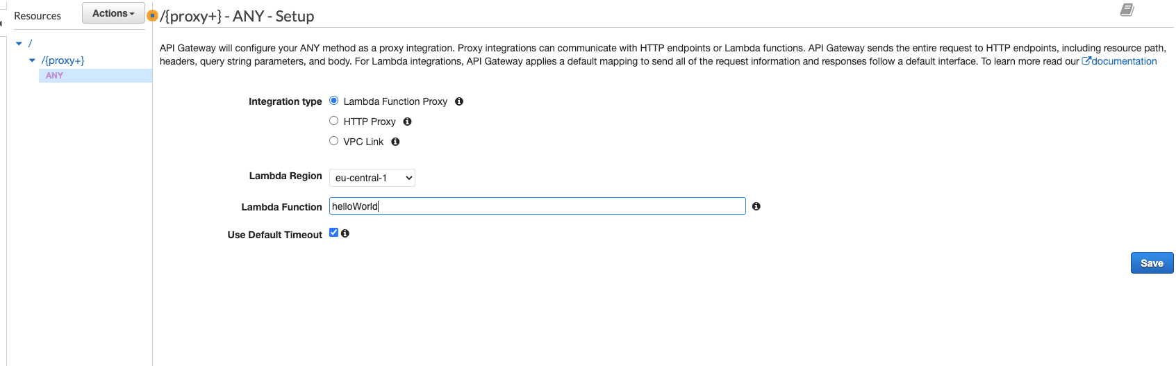 Integrate lambda with API Gateway